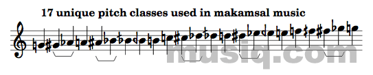 17 notes used in basic makam system music