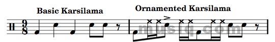 basic and ornamented karsilama rhythms